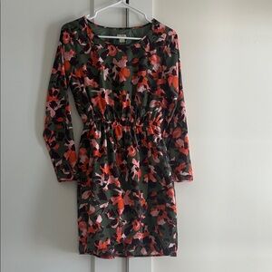 J. Crew Floral Long Sleeve Dress - Green,red, brown, and coral.